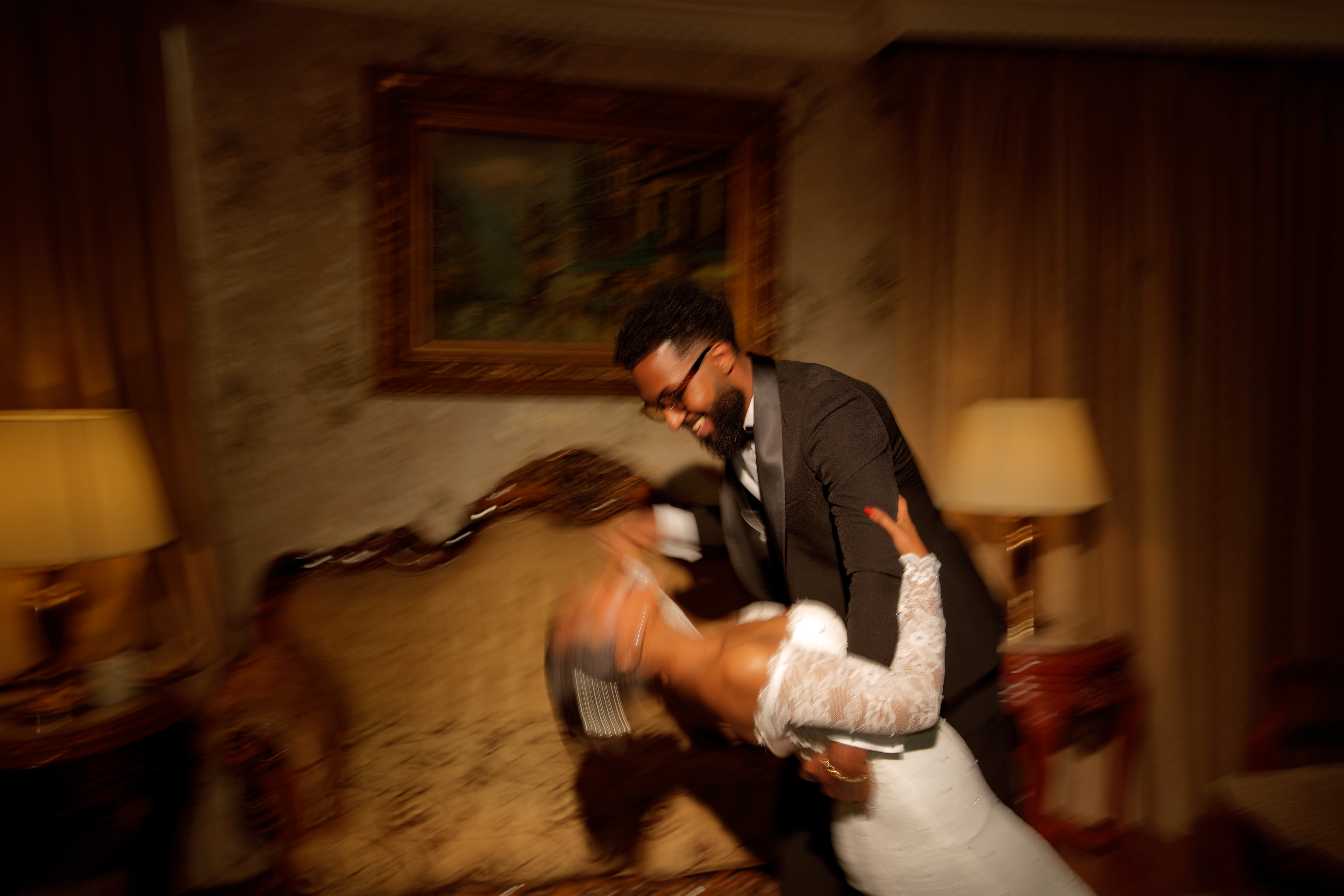 Joyful motion portrait of Elias and Becky